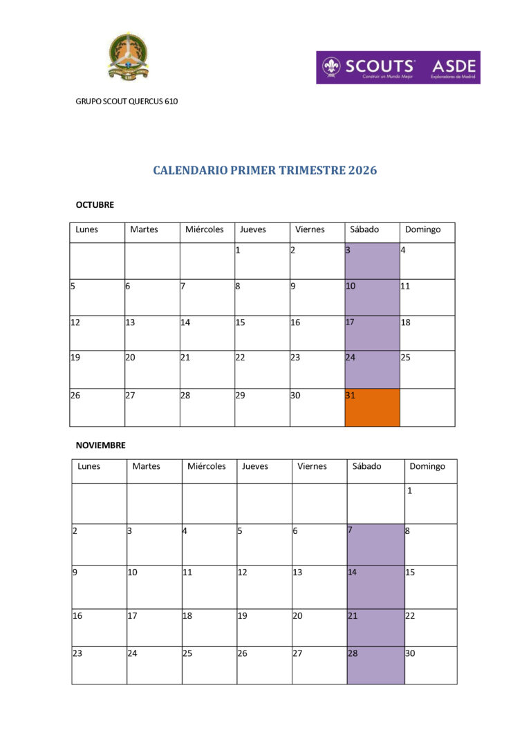 Ya está disponible el calendario del primer trimestre 2026
